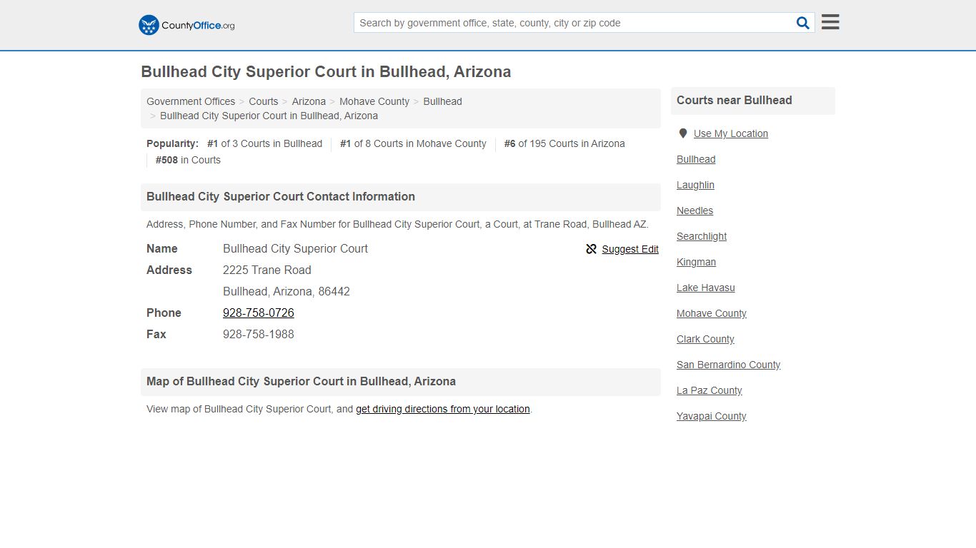 Bullhead City Superior Court in Bullhead, Arizona - County Office