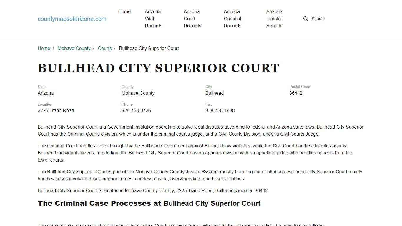 Bullhead City Superior Court in Bullhead, AZ - Contact Information and ...